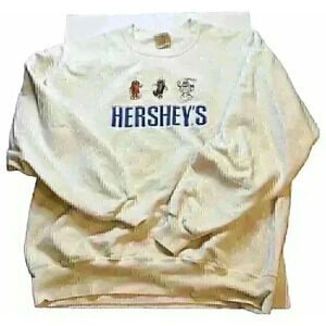 Vintage Men's Hersheys White Sweatshirt‎ Jerzees World Class Cotton Size XL